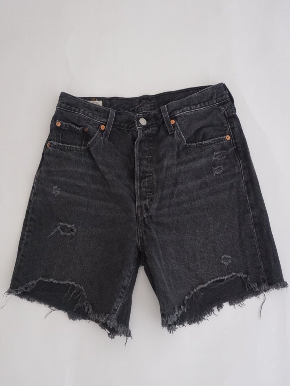 Levi's Black Distressed Denim Jean Shorts